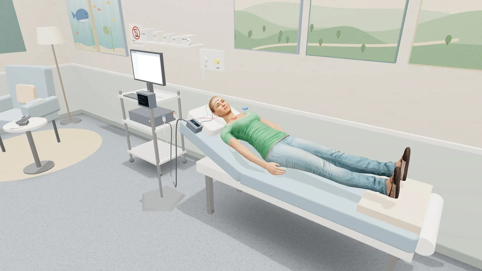 ABR Simulator: ABR and OAE room · ABR couch